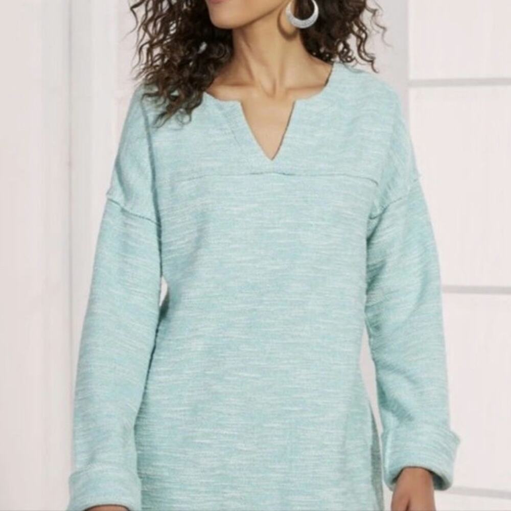 NWT Soft Surroundings Sweetheart Textured Long Sleeve Pullover Tunic